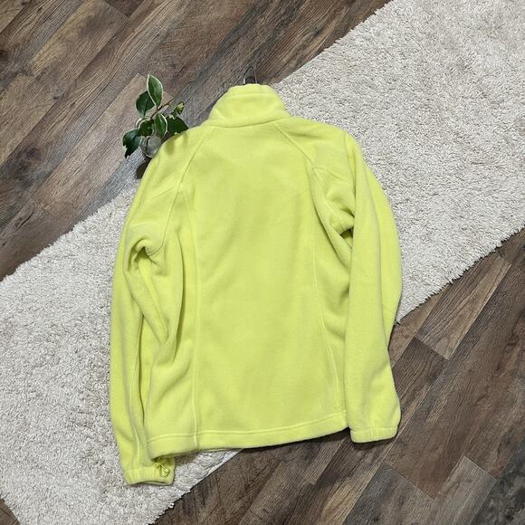Columbia Large Neon Yellow Full Zip Collar Benton Springs Fleece Sweater Jacket - Picture 7 of 7